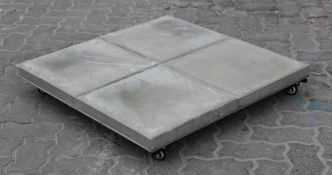Concrete base with wheels