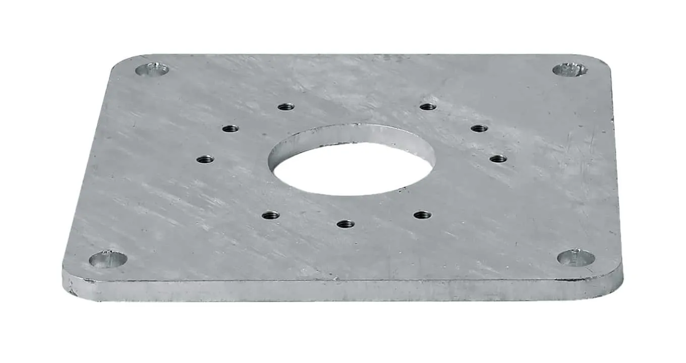 Mounting plate for installing umbrellas on concrete