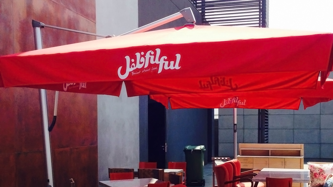 Branded red Sombrano canopy